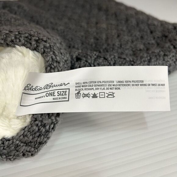 Eddie Bauer NWT Womens Gray Cowl Infinity Ring Scarf Fleece Lining Logo - Picture 3 of 7